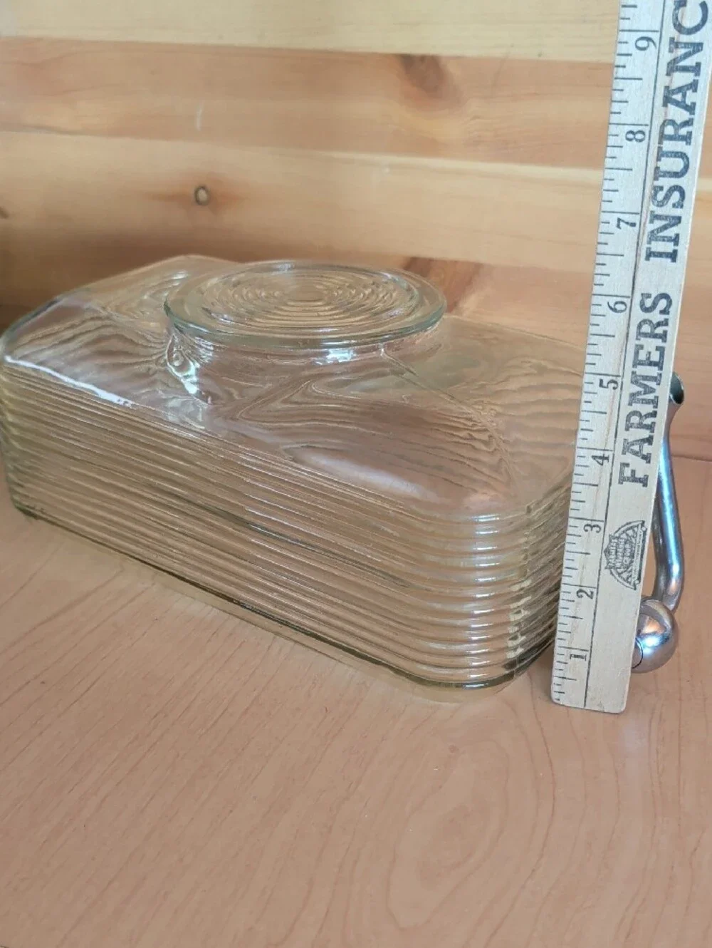 Antique Ribbed Clear Glass and Chrome Water Dispenser with Lid -